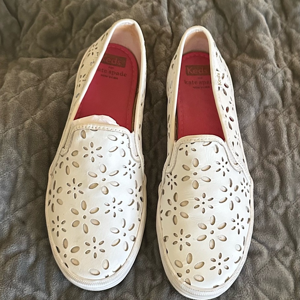 Keds Kate Spade White Sneakers with Floral Design Worn Once